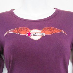 y2k vintage p*ssy power purple top funny shirt size small junker designs